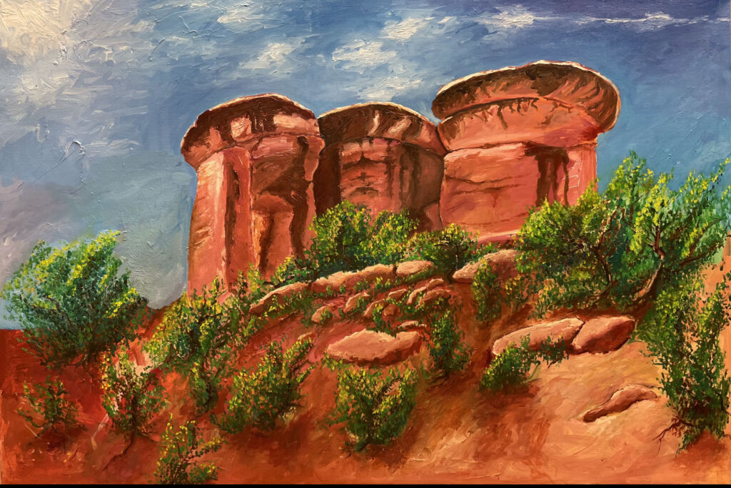 Into The Desert, Elephant Canyon, Needles District, Canyonlands National Park, Utah - Oil Painting on Canvas 2021, 24"X36"